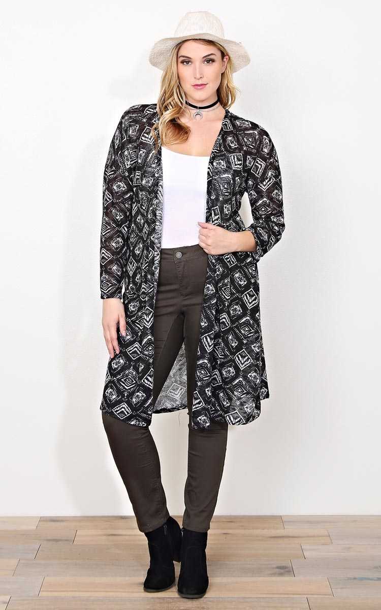 Plus Size Fall Tribe Knit Duster - in Size 2X by Styles For Less