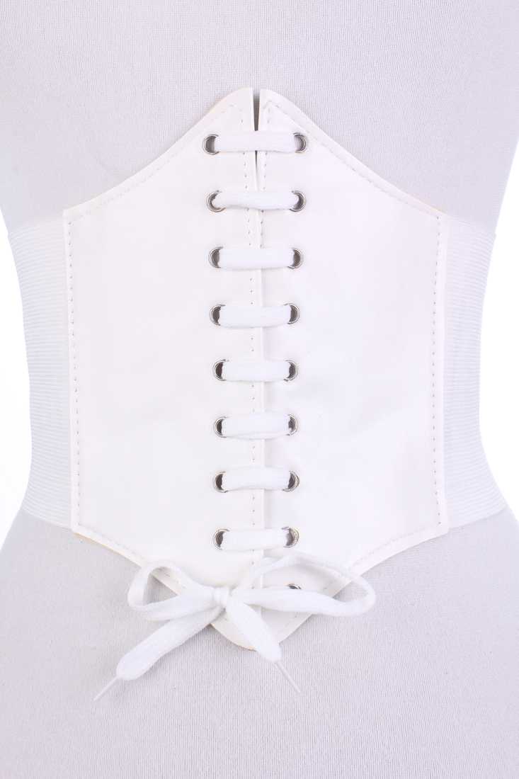 White Spandex Tie Up Corset Design Sexy Summer Belt