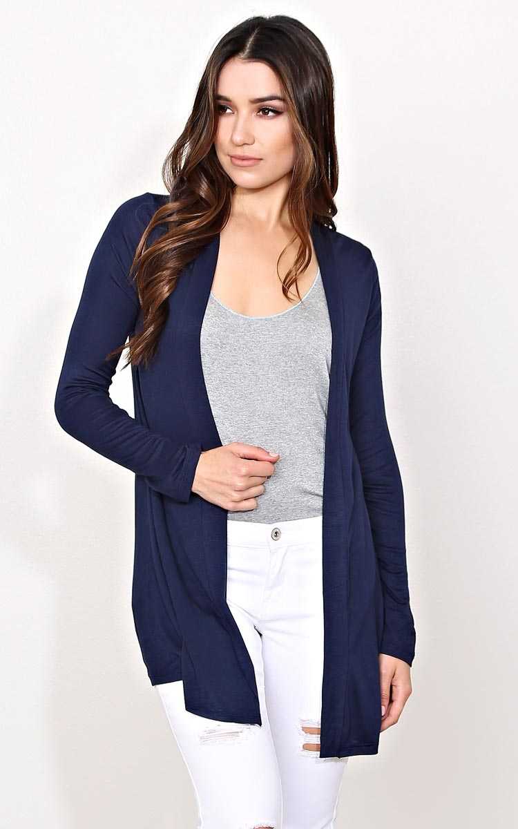 Navy Basic Knit Wrap - SML - Navy in Size Small by Styles For Less