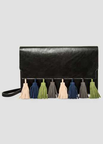 Microsuede Tassel Crossbody Bag