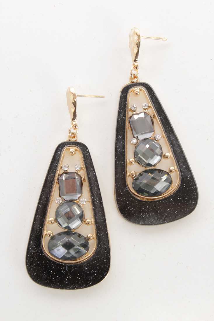Black Gold Lacquer Finished High Polish Metal Dangle Earrings