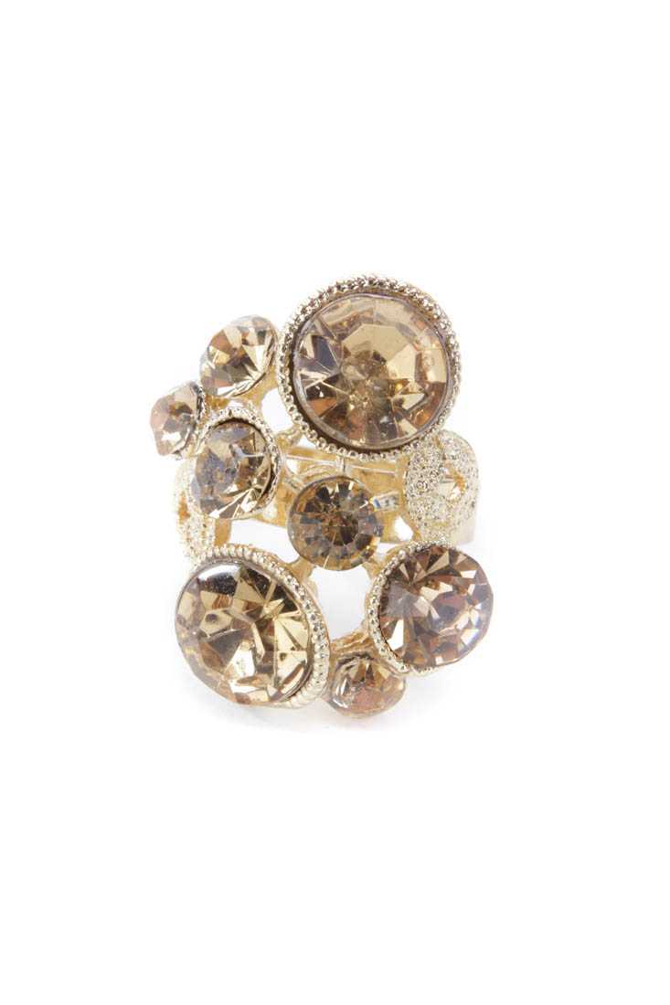 Gold Faceted Gemstone Cocktail Ring