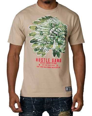 HUSTLE GANG MENS Beige-Khaki Clothing / Tops