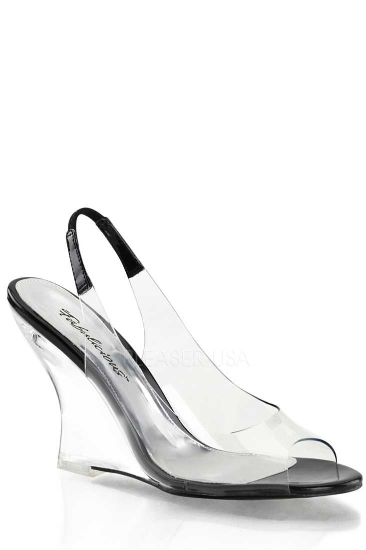Clear Black Single Sole Wedges PVC
