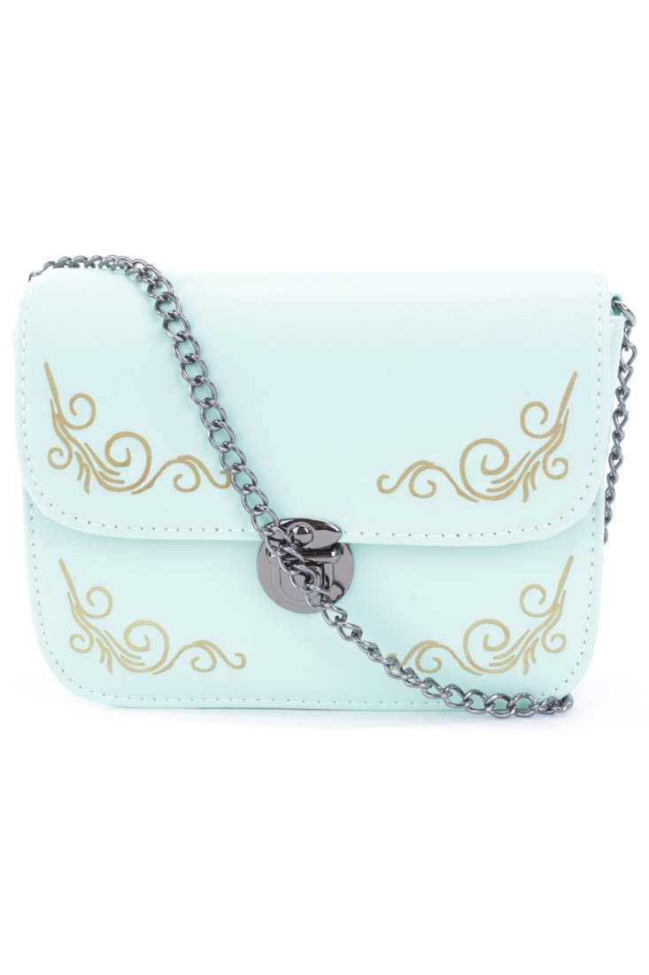 Seafoam Metallic Print Faux Leather Mini Handbag
