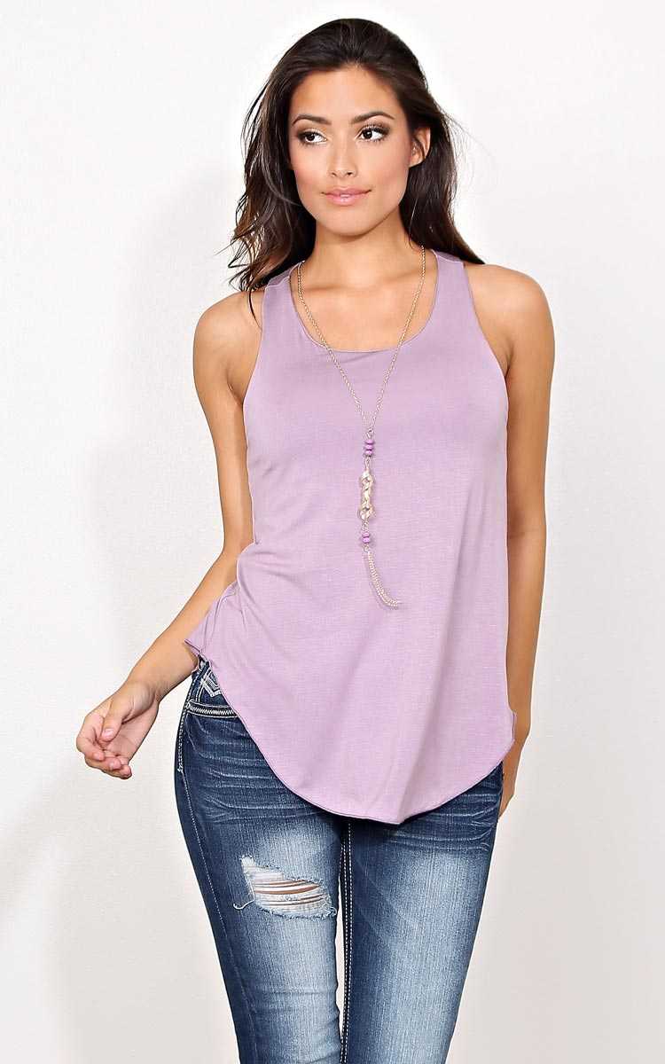 Priscilla Knit Necklace Tank - - Dusty Plum in Size by Styles For Less