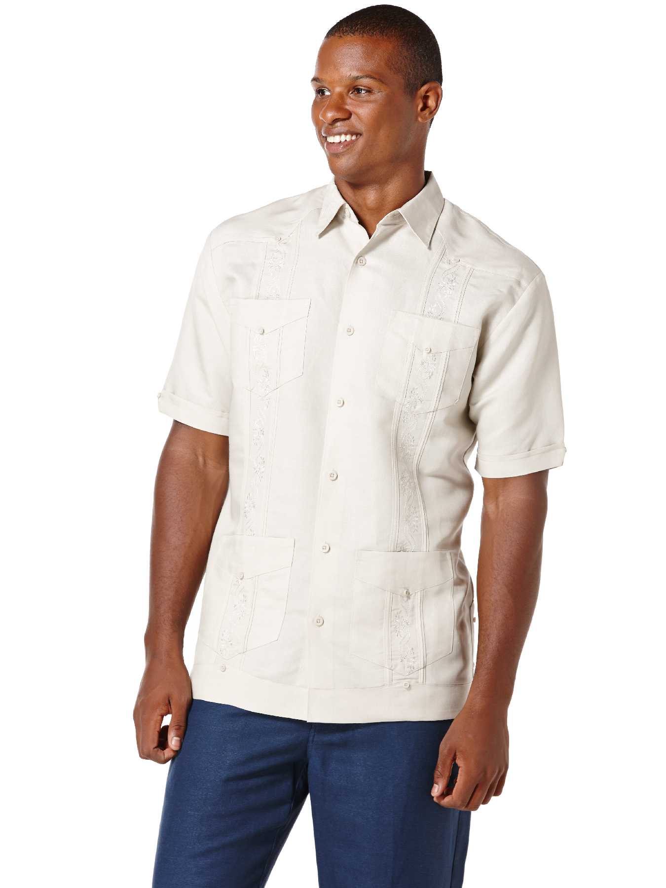 Cubavera Big & Tall Ramie/Rayon Short Sleeve Embroidered Guayabera