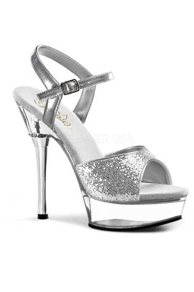 Silver Clear Glitter Metallic High Heels