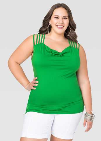 Drape Front Cage Shoulder Top