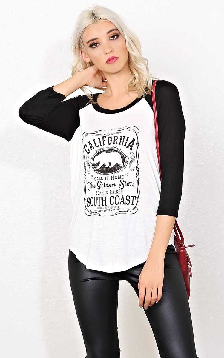 THE GOLDEN STATE Knit Raglan - - Black Combo in Size by Styles For Less