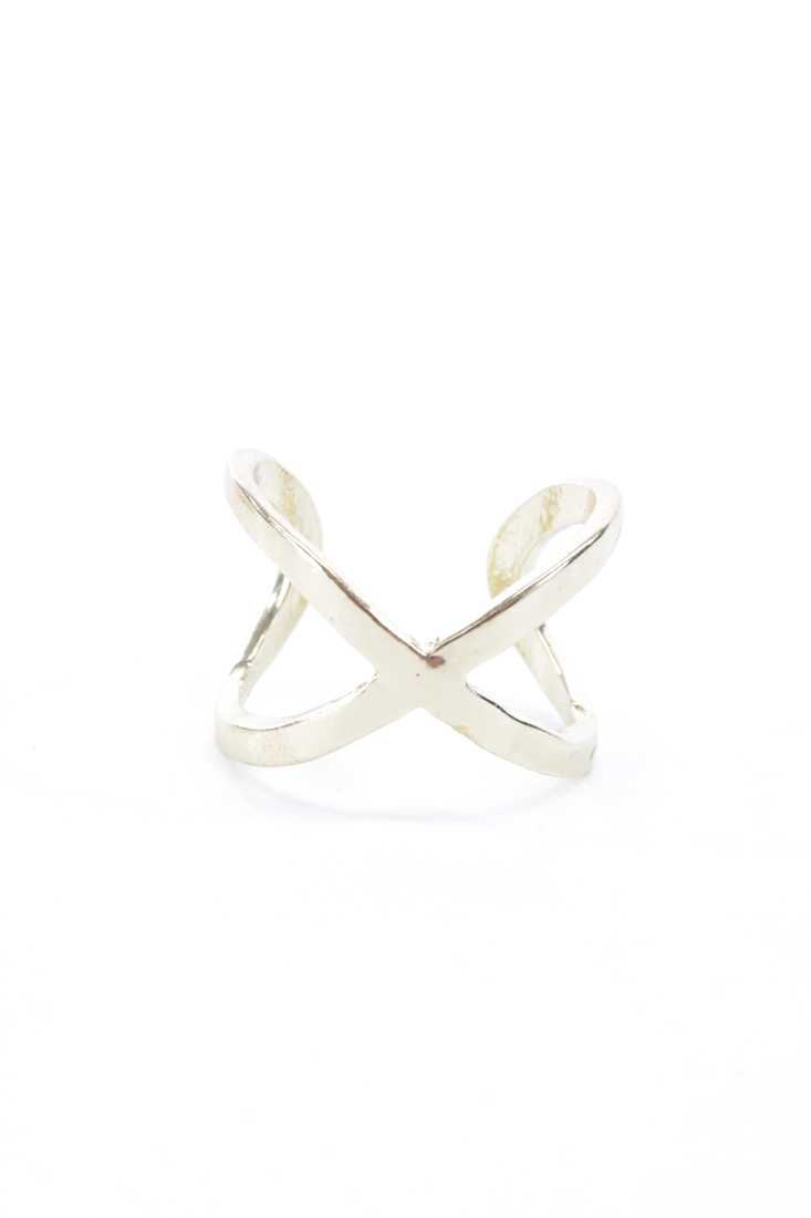 Gold Criss Cross High Polish Metal Ring
