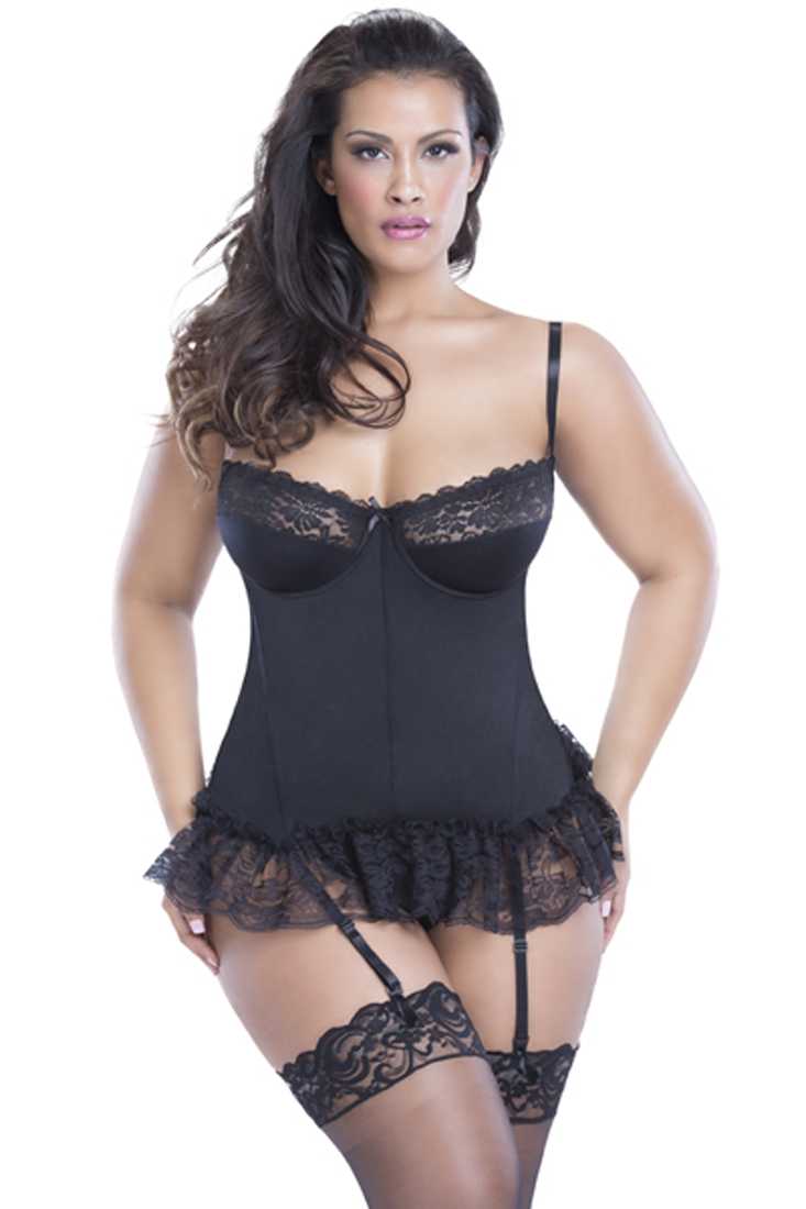 Black Lace Garters Plus Size Sexy Undergarment Set