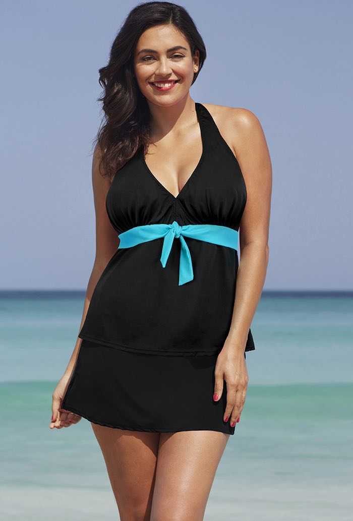 Turq Halter Slit Skirtini