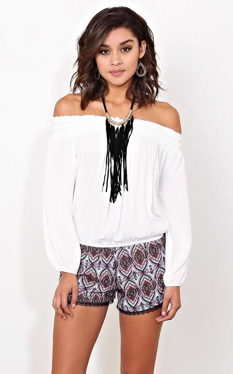 Ivory Boho Illusion Woven Top - - White in Size by Styles For Less