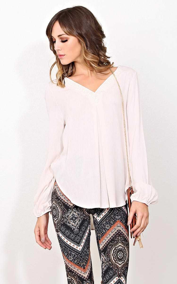 Ivory Chill Woven Gauze Top - - Ivry/Natrl in Size by Styles For Less