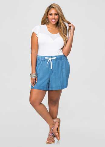 Denim Wash Rayon Short