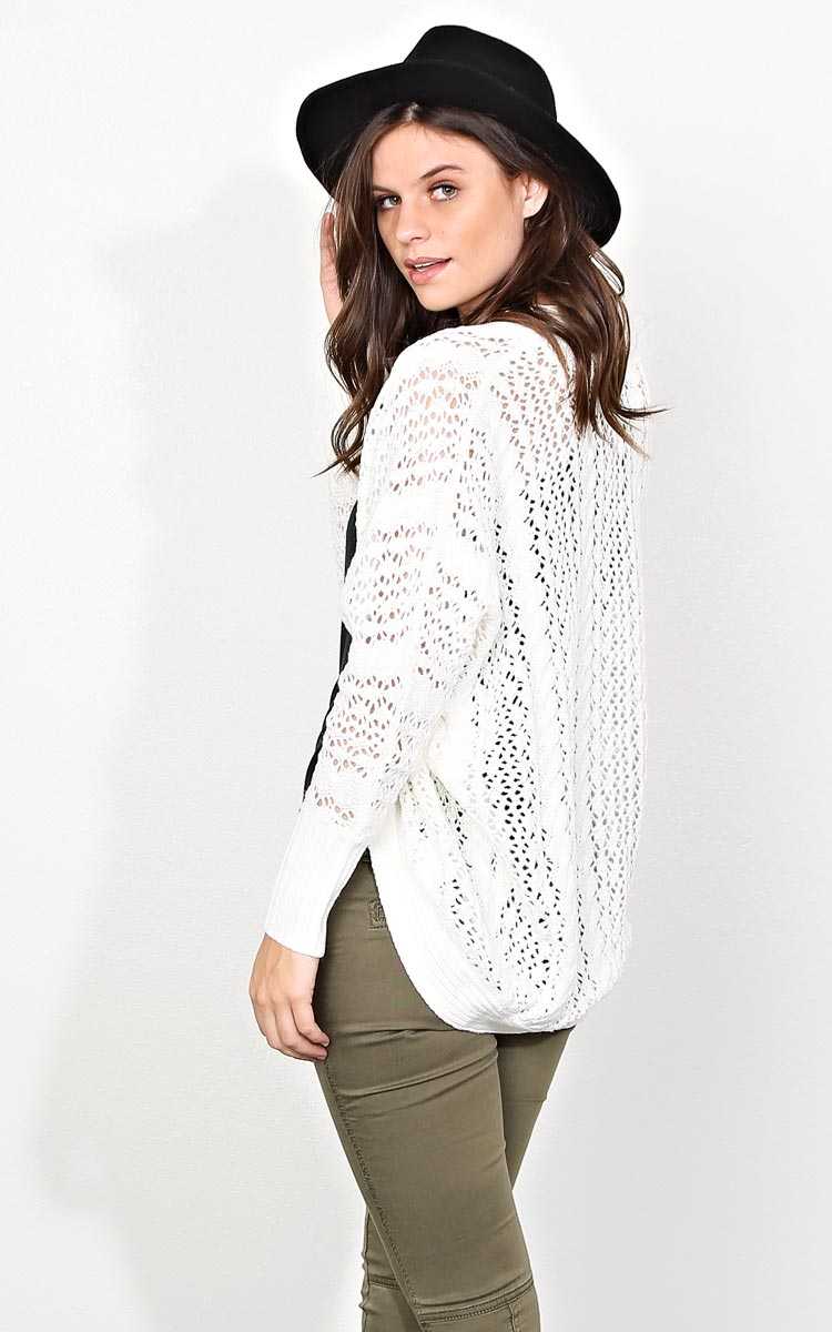 Take Me Away Sweater Knit Wrap - XLGE - Ivry/Natrl in Size X-Large by Styles For Less