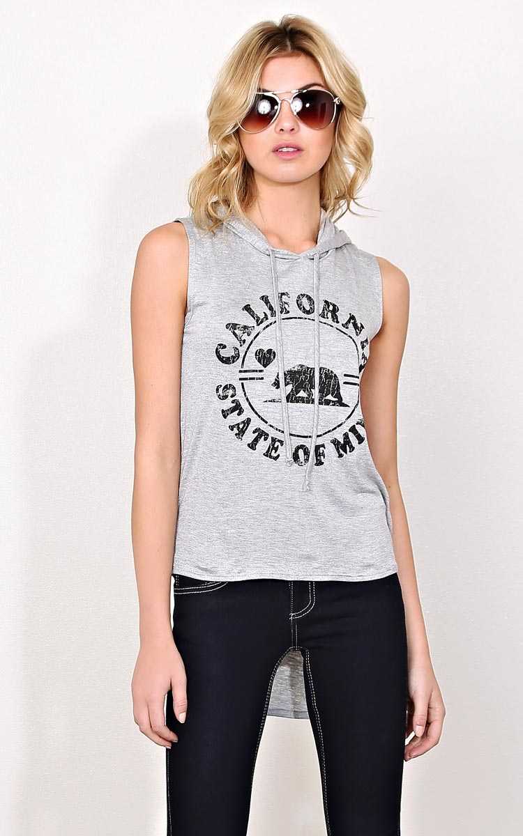STATE OF MIND Hooded Tank - - Heather in Size by Styles For Less