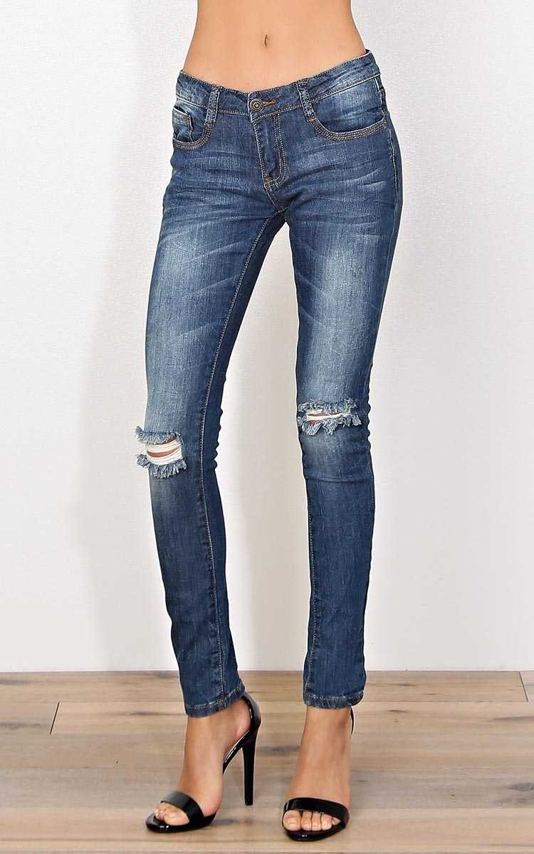 Machine Monica Denim Skinny Jeans - Dk Destroyed in Size by Styles For Less