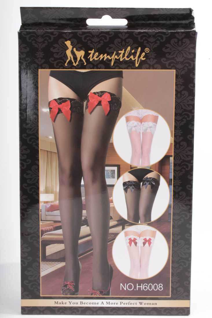 Black Red Bow Lace Stockings