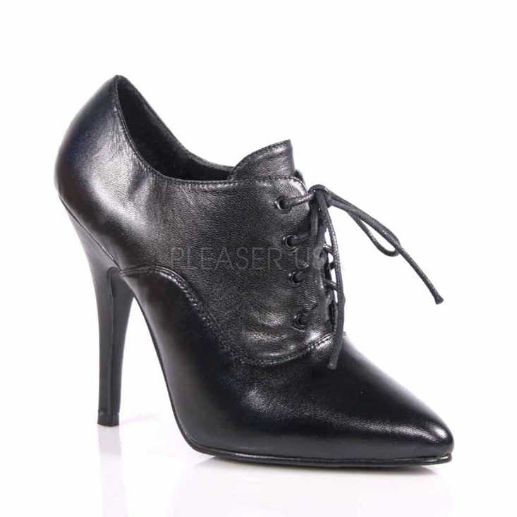 Black Lace Up Oxford Booties Leather