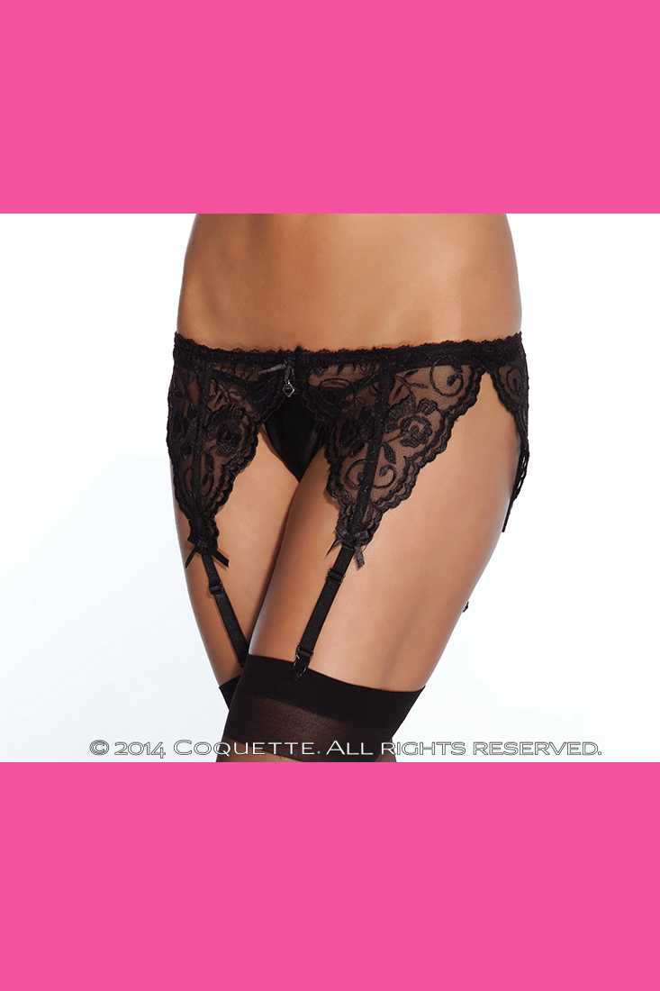 Black French Lace Garter Belt