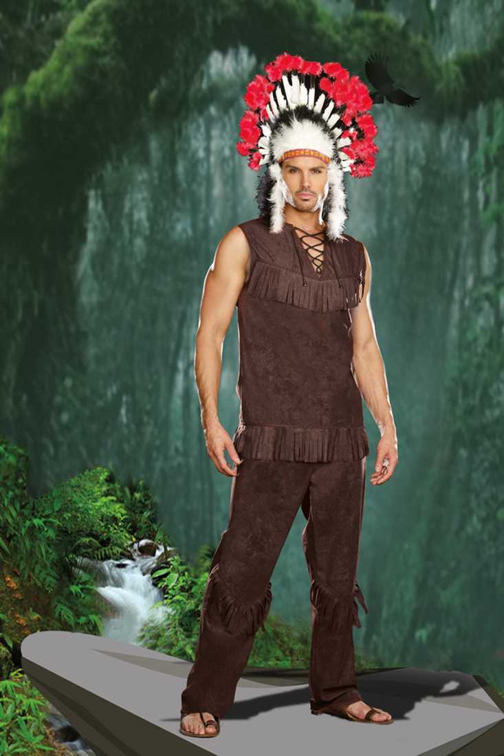 3 PC. Chief Long Arrow Mens Indian Costume