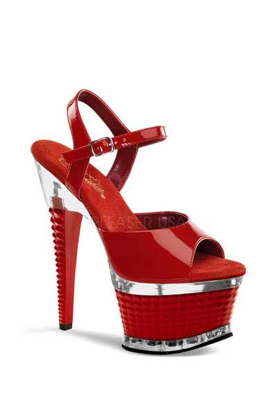 Red Patent Textured Platform High Heels
