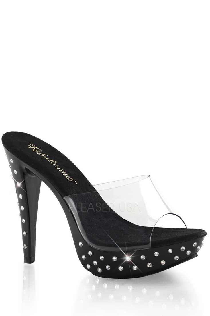 Clear Black Rhinestone Platform High Heels PVC