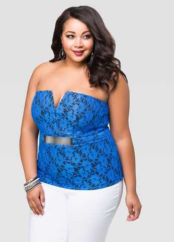 Strapless Gold Plate Lace Top