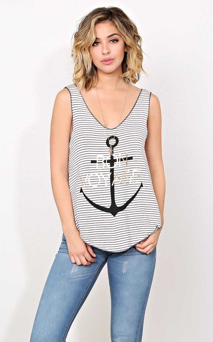 BON VOYAGE Sailor Tank - - Oatmeal Combo in Size by Styles For Less