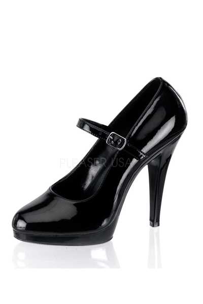 Black Patent Faux Leather Maryjane High Heels