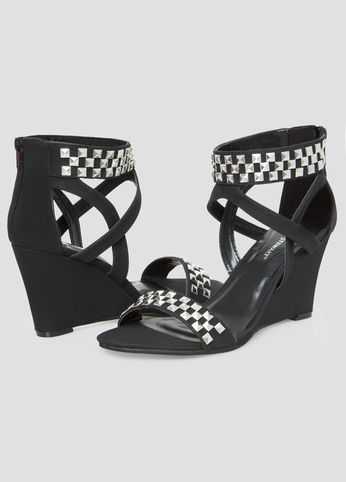 Studded Wedge Sandal - Wide Width