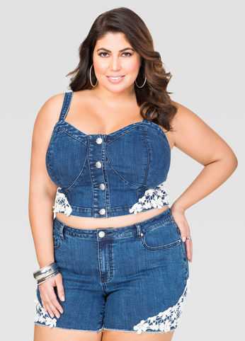 Floral Lace Jean Crop Top