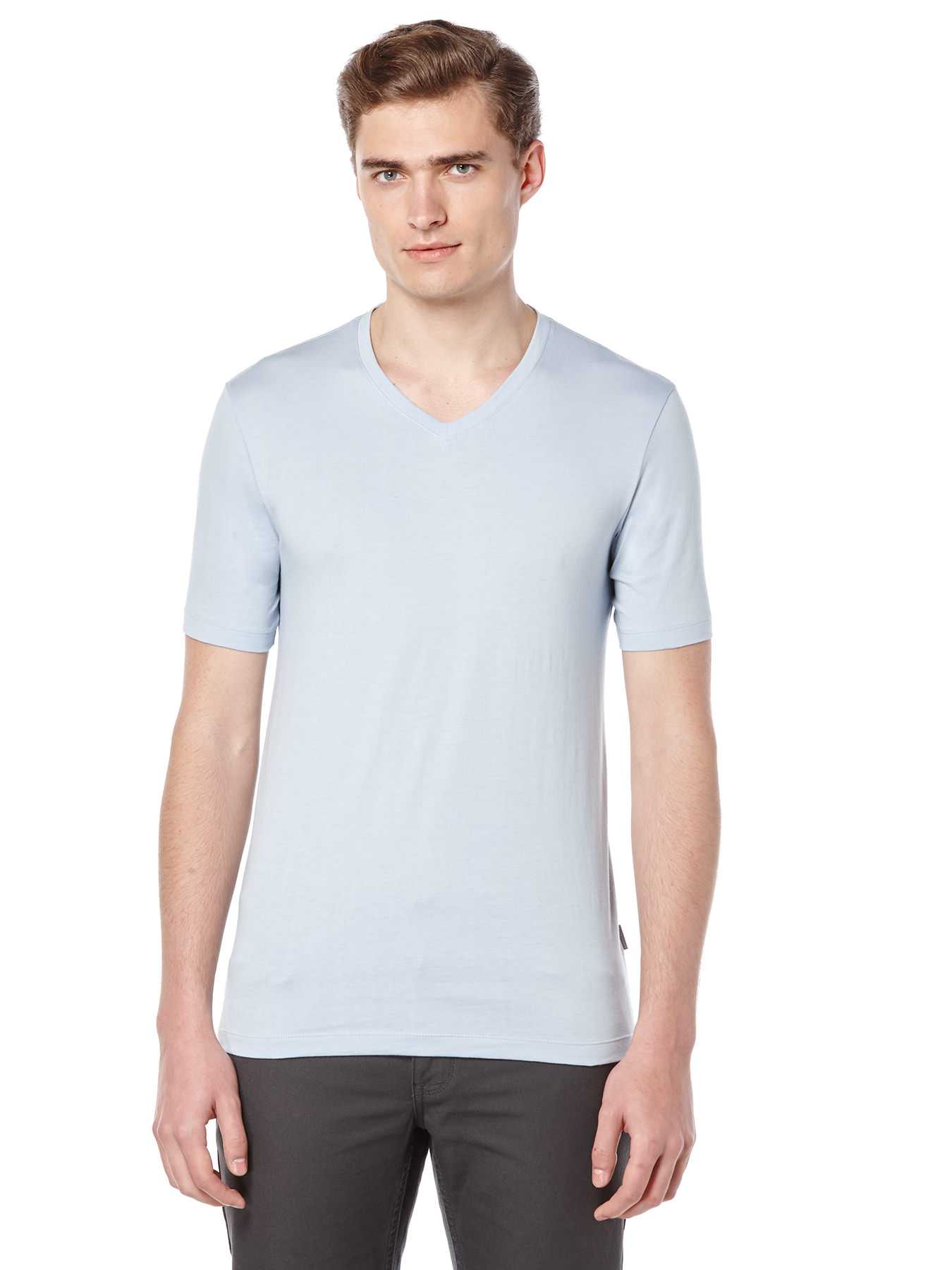 Perry Ellis Short Sleeve Pima Cotton V-Neck Shirt