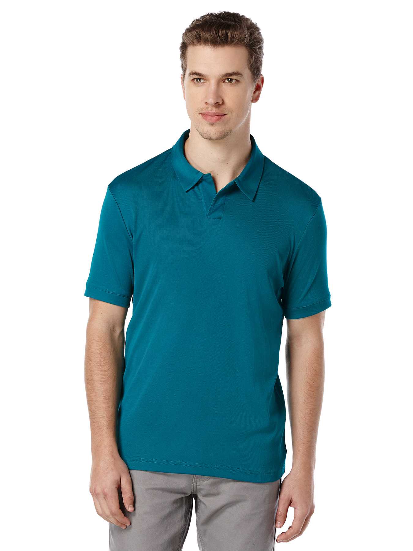 Perry Ellis Short Sleeve Rib Open Polo