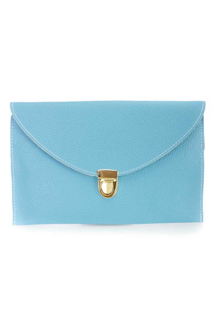 Teal Faux Leather Envelope Handbag