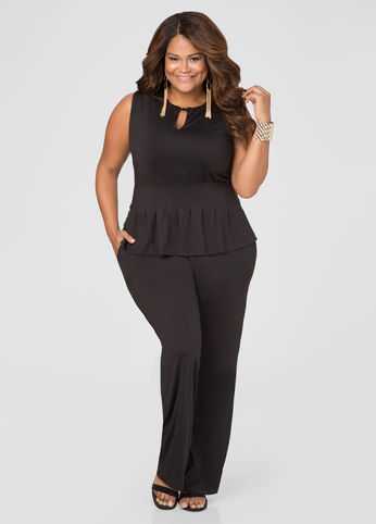 Wide Leg Peplum Jumpsuit