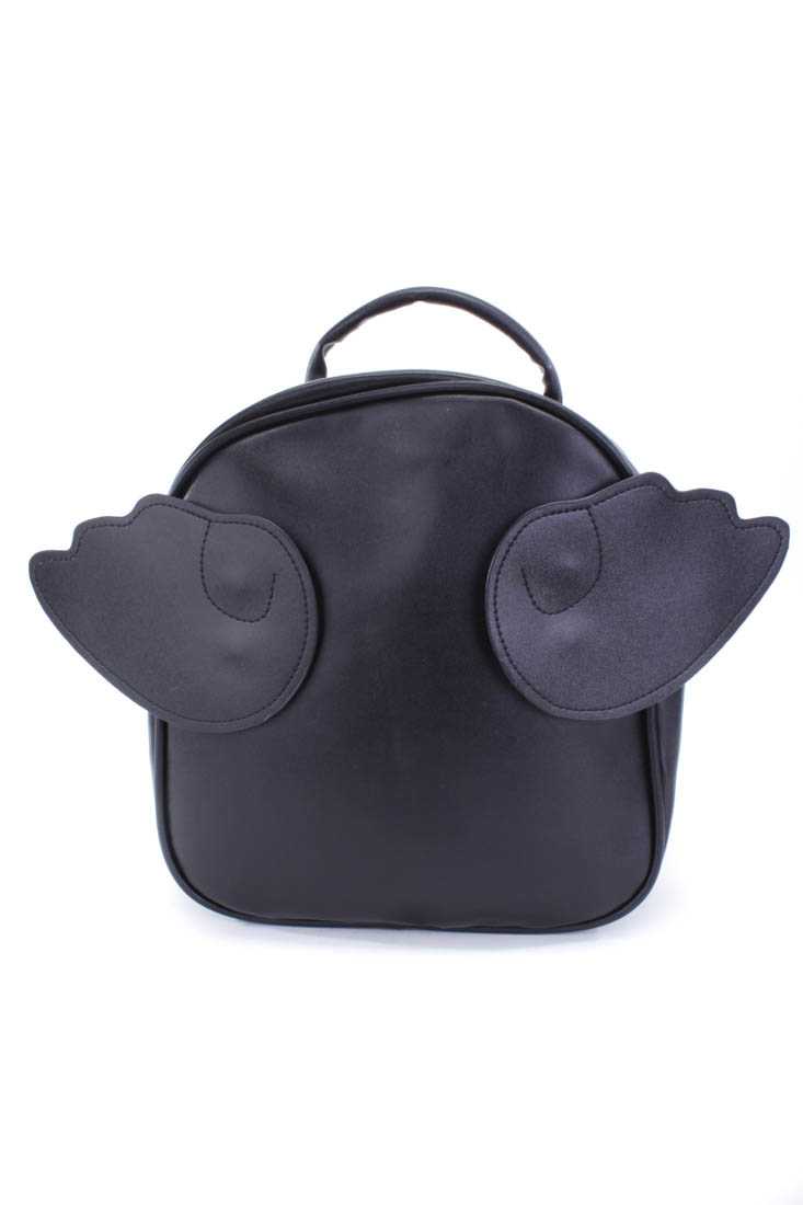 Black Removable Wing Faux Leather Backpack