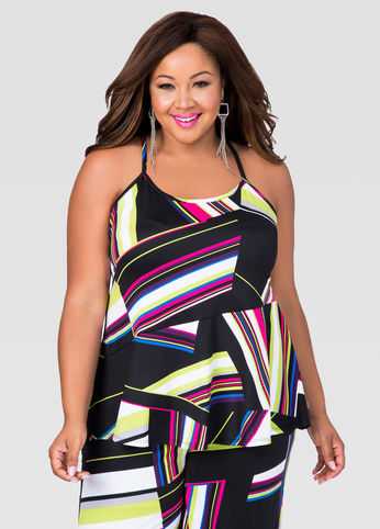 Geo Stripe Halter Top