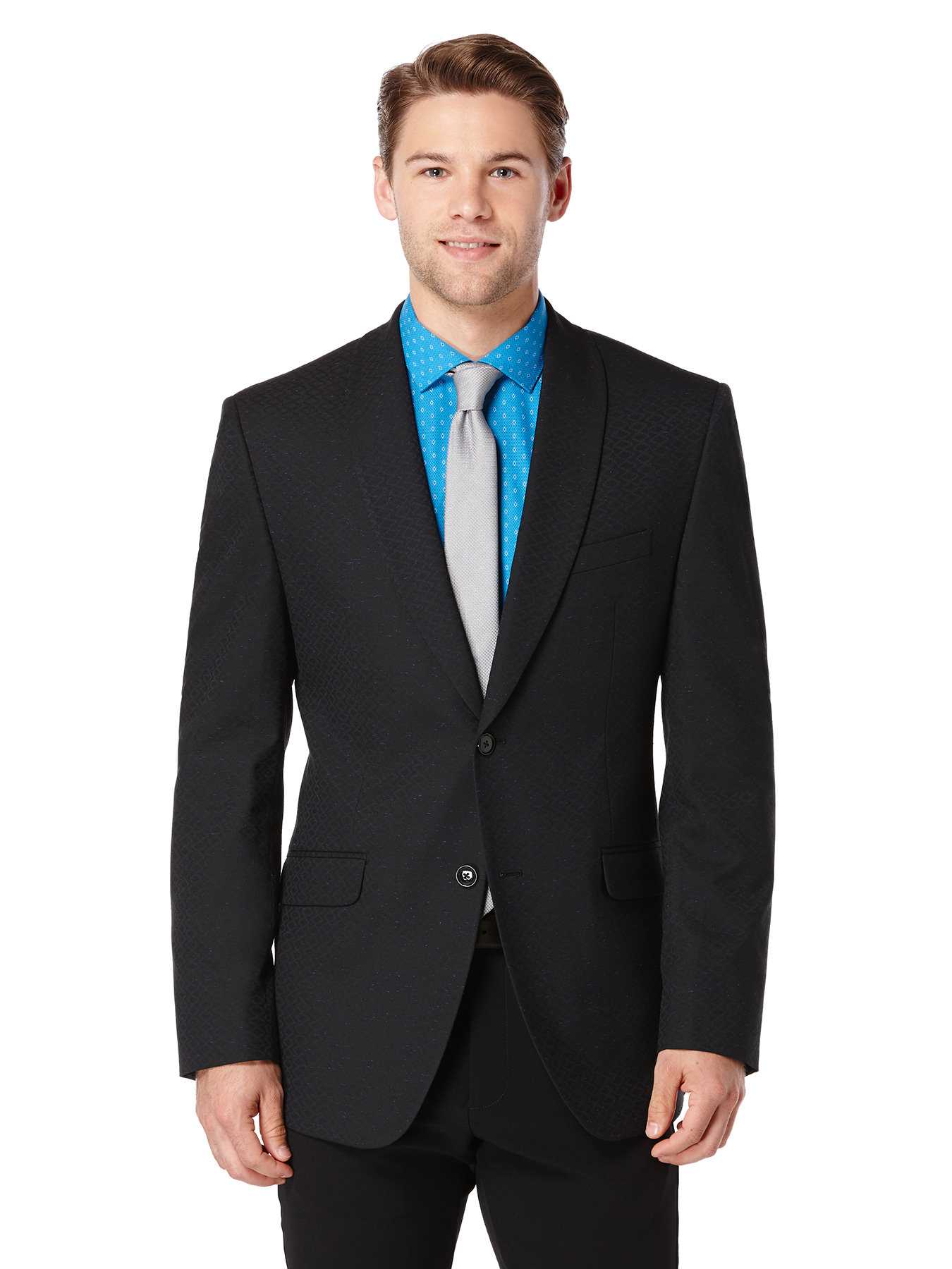 Perry Ellis Modern Fit Black Jacquard Sportcoat