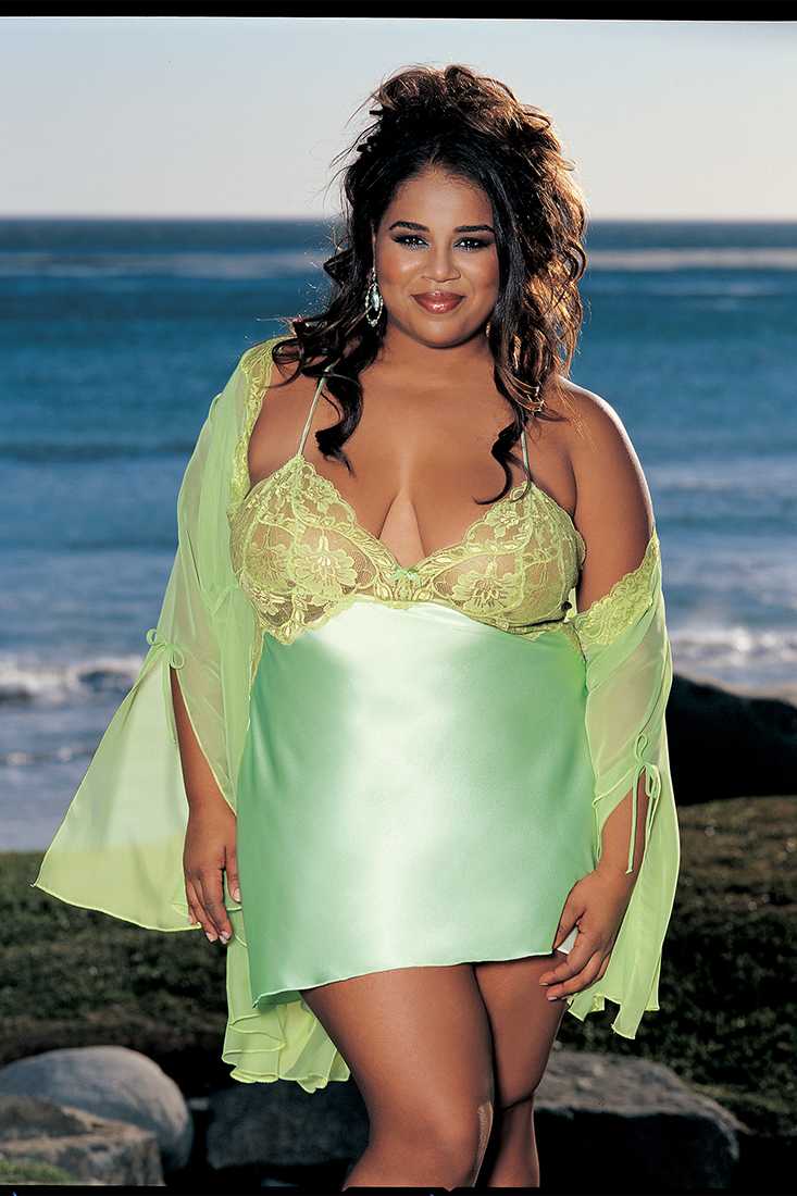 Spring Green Low Back Plus Size Chemise