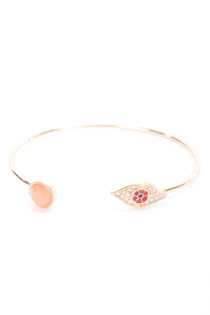 Peach Gold Faceted Gemstone Flexible Cuff Bracelet
