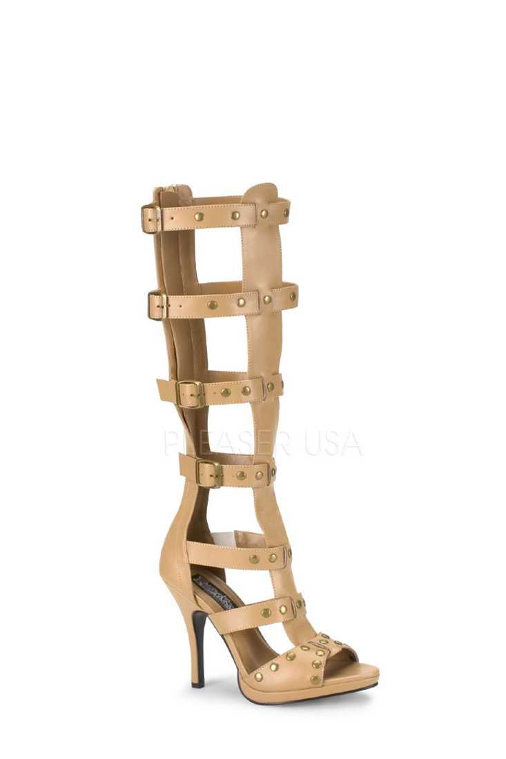 Tan Strappy Gladiator High Heels Faux Leather