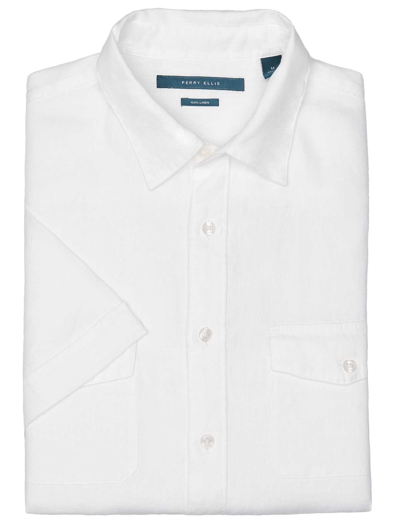 Perry Ellis Big and Tall Short Sleeve Linen Chambray Shirt