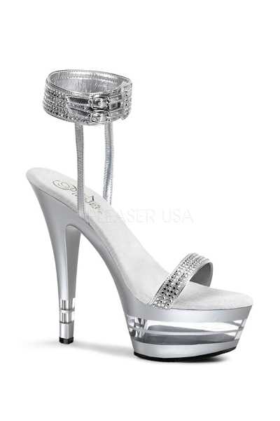 Clear Silver Metallic Rhinestone High Heels