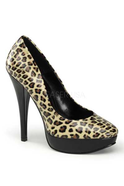 Tan Faux Leather Cheetah Platform Classic Platform Pump High Heels