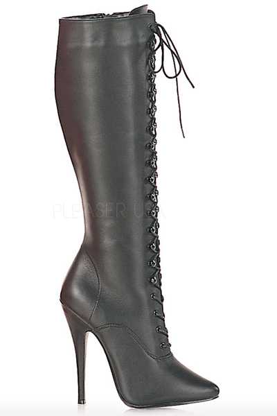 Black Full Lace Stretch Knee Boots