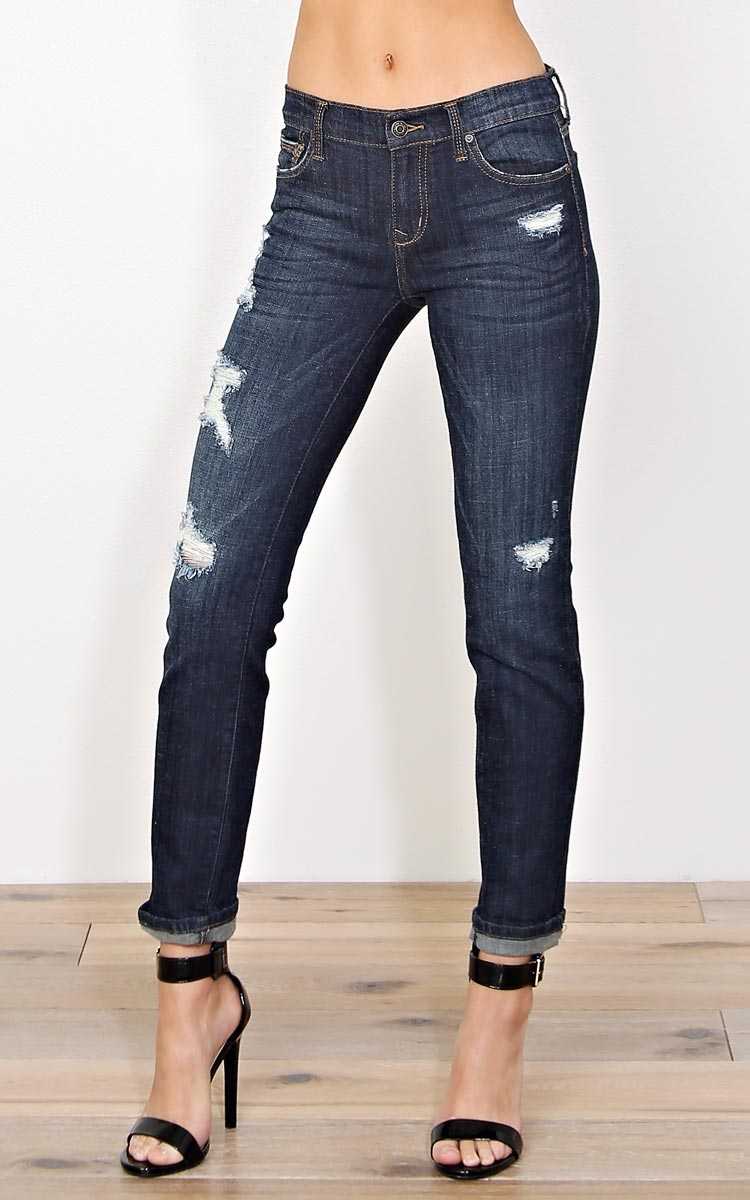 EUNINA Brandy Distressed Skinny Jeans - Dk Destroyed in Size by Styles For Less