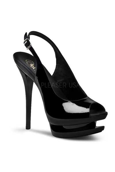 Black Patent Slingback Peep Toe High Heels